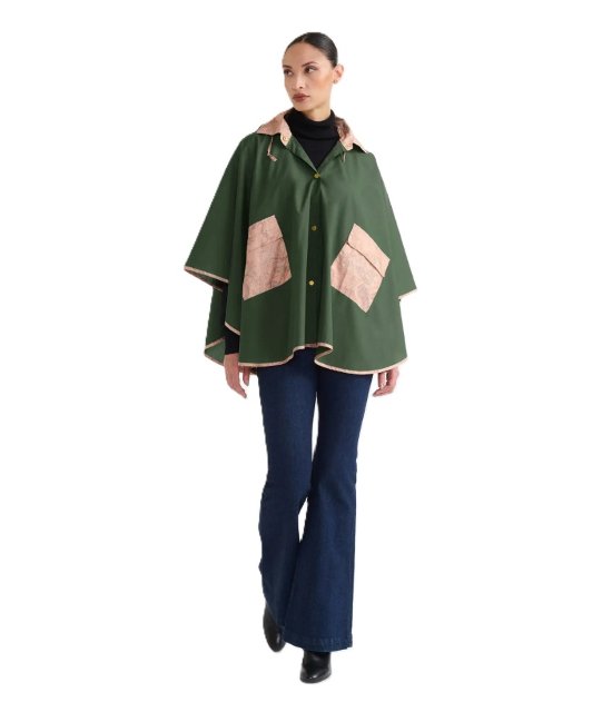 Alviero Martini 1ª Classe poncho impermeabile corto 910-M verde oliva