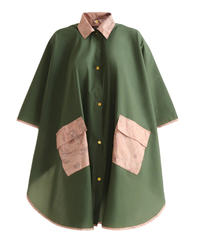 Alviero Martini 1ª Classe poncho lungo impermeabile 900-M verde oliva